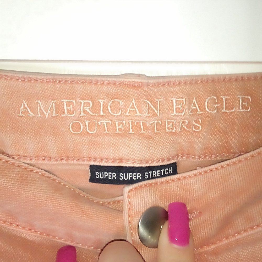 American eagle aeo denim light orange jean shorts size 14 - Picture 3 of 5